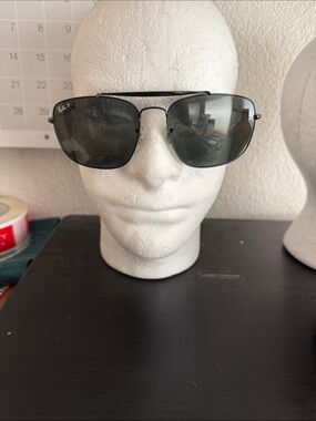 Ray-Ban 3560 “the colonel “ Black Metal Aviator Sunglasses with polarized lens